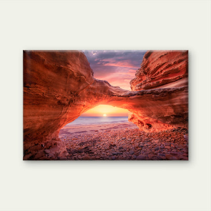 Stunning Sunset Glowing Through Sellicks Beach Arch Australia Wall Art Decor 100% Australian Made