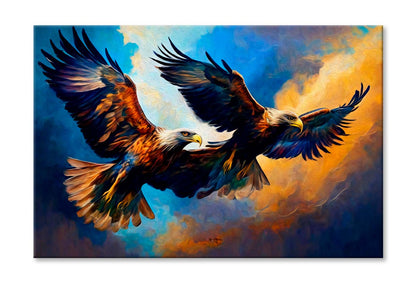 Tow Eagles Flying on Color Sky Wall Art Limited Edition High Quality Print