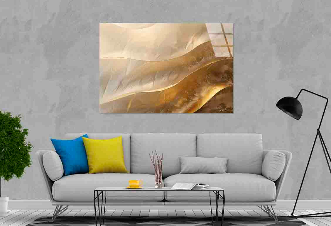 Abstract Warm Glitter Tempered Glass Printing Wall Art Australian Made Quality
