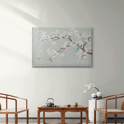 Chinoiserie Style Blooming Magnolia Tree Branch and Songbirds Wall Art Decor 100% Australian Made