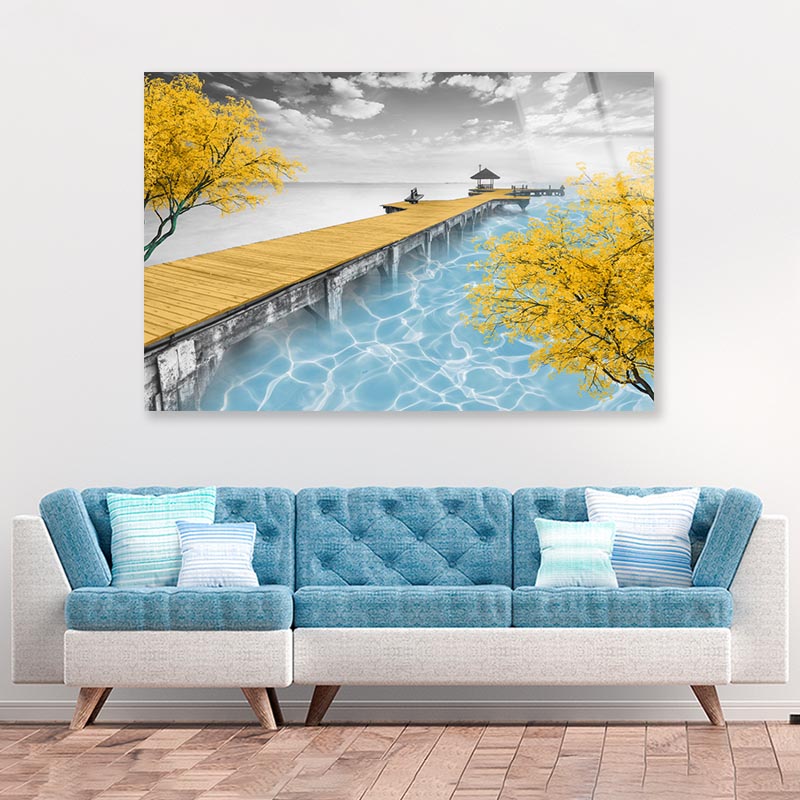 Gold Bridge Acrylic Glass Print Tempered Glass Wall Art 100% Made in Australia Ready to Hang