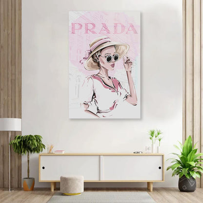 Pink Lady With Hat 3D Design Acrylic Glass Print Tempered Glass Wall Art 100% Made in Australia Ready to Hang