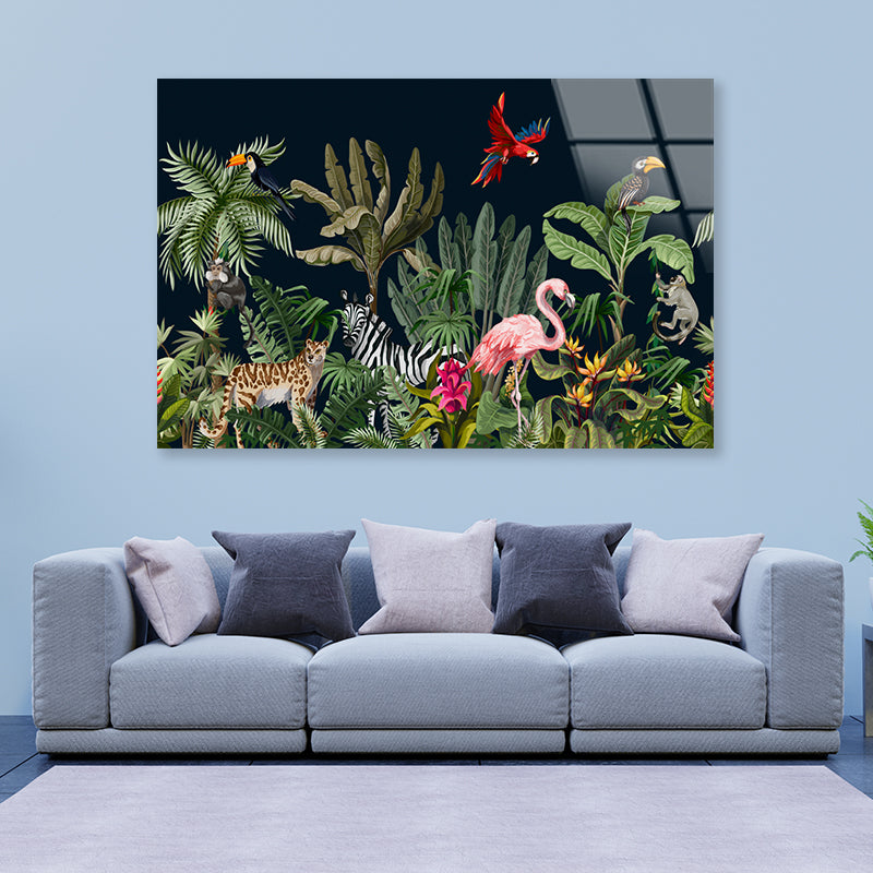 Animals in a Tropical Area Acrylic Glass Print Tempered Glass Wall Art 100% Made in Australia Ready to Hang - Bella Home Decor