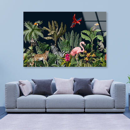 Animals in a Tropical Area Acrylic Glass Print Tempered Glass Wall Art 100% Made in Australia Ready to Hang - Bella Home Decor