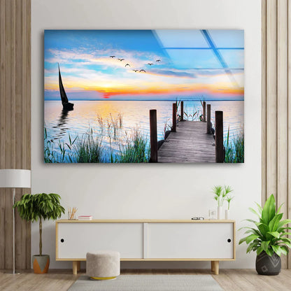 Wooden Pier Over Lake UV Direct Aluminum Print Australian Made Quality