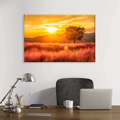 Pink Muhly Grass Sunset South Korea Wall Art Decor 100% Australian Made