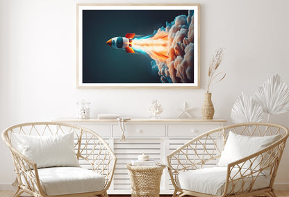 Rocket Launch on a Blue Background Home Decor Premium Quality Poster Print Choose Your Sizes