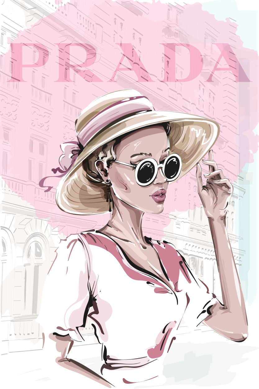 Pink Lady With Hat Fashion Store Art Print 100% Australian Made