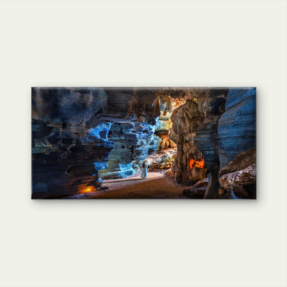 Blue Cave Thailand Beautiful Girl White Dress Walking Wall Art Canvas Office Home Room Framed 120x60cm