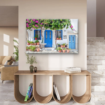 Blue Door Bougainvillea Greece Wall Art Decor 100% Australian Made - Bella Home Decor