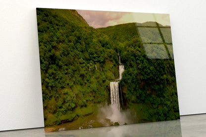 Waterfall in the Forest View Acrylic Glass Print Tempered Glass Wall Art 100% Made in Australia Ready to Hang - Bella Home Decor