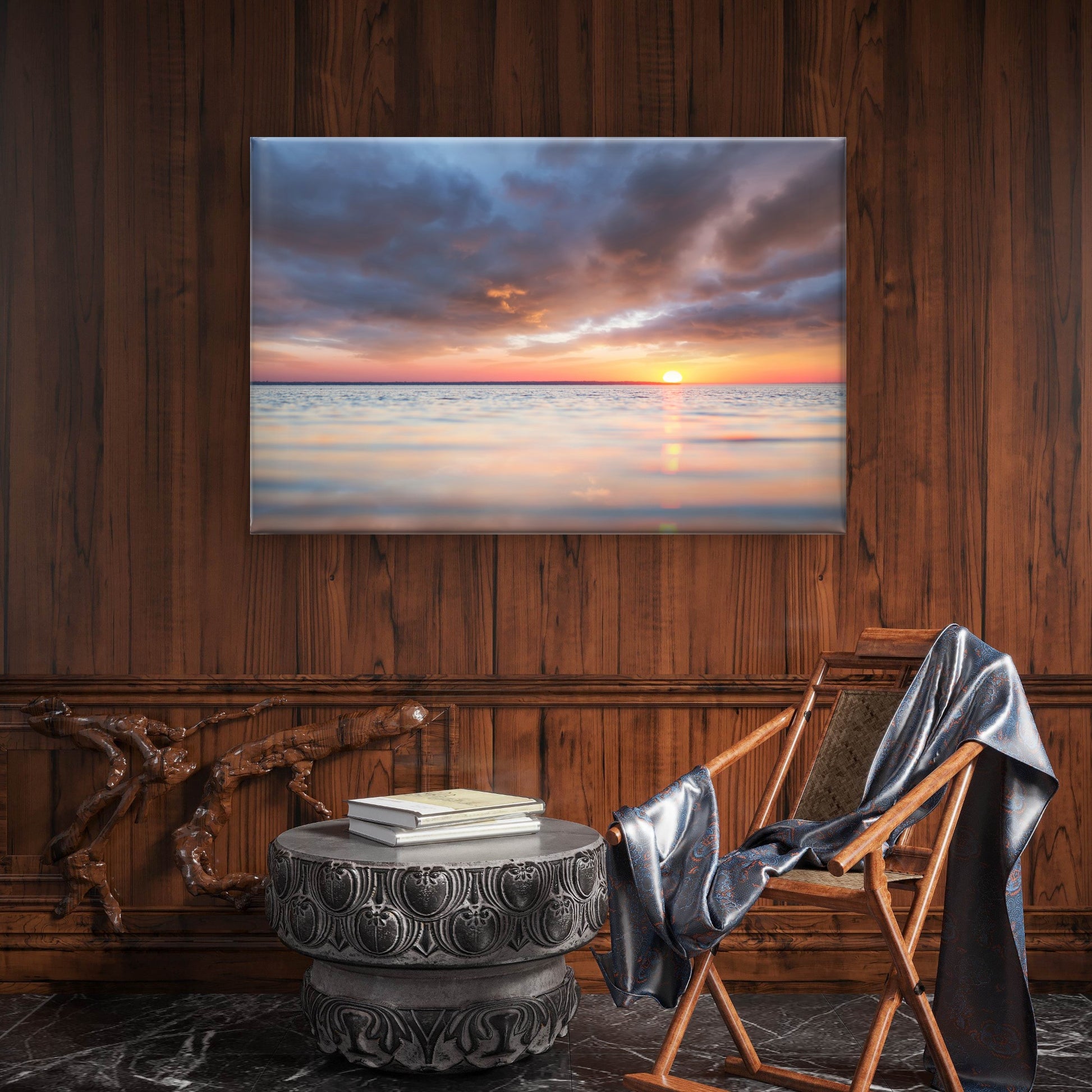 Golden Sunset over the Ocean Wall Art Decor 100% Australian Made - Bella Home Decor