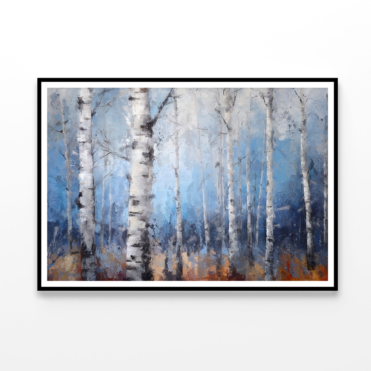 Modern Hand Painted Birch Tree Oil Painting Home Decor Premium Quality Poster Print Choose Your Sizes