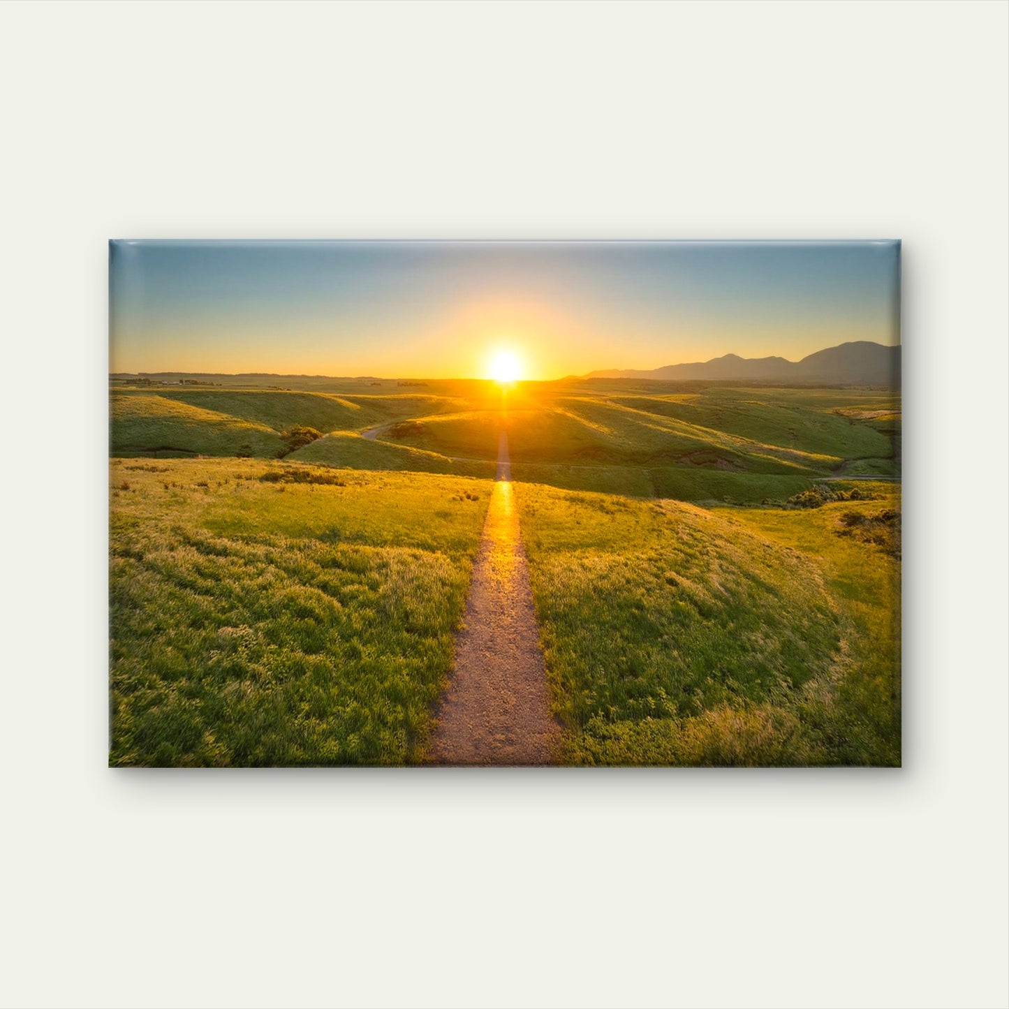 Sunset Pathway Running Through Rolling Green Hills Wall Art Decor 100% Australian Made - Bella Home Decor