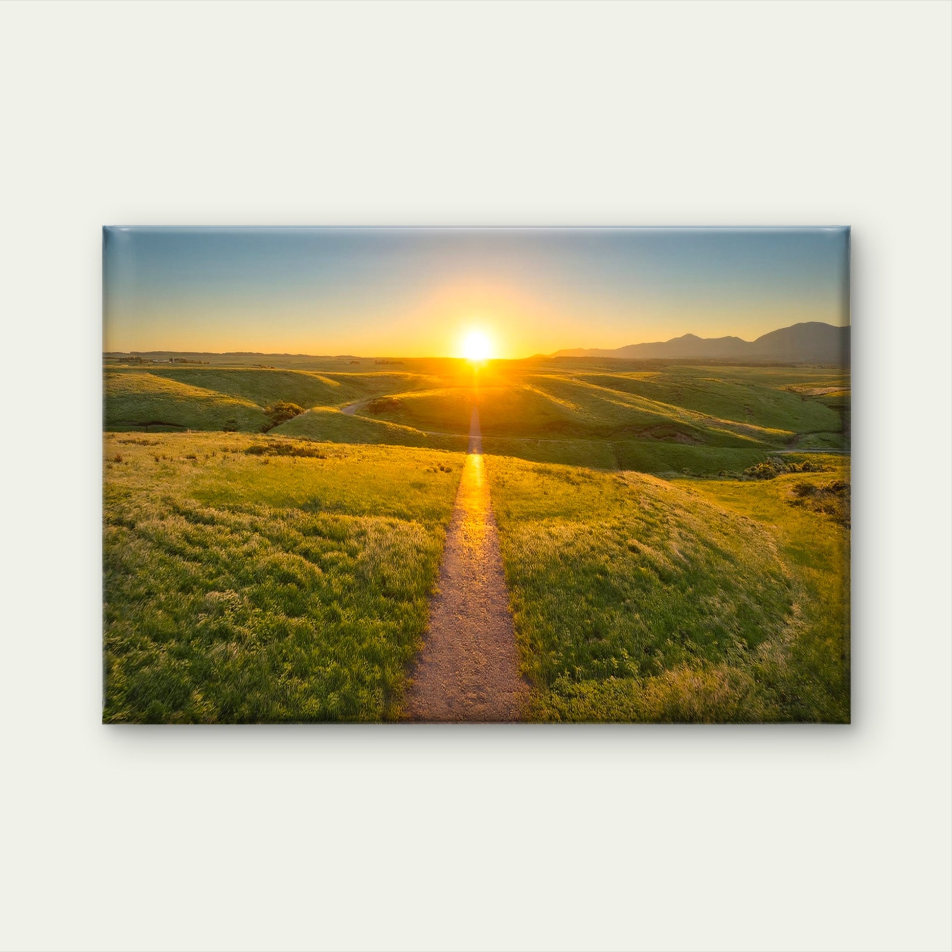 Sunset Pathway Running Through Rolling Green Hills Wall Art Decor 100% Australian Made - Bella Home Decor