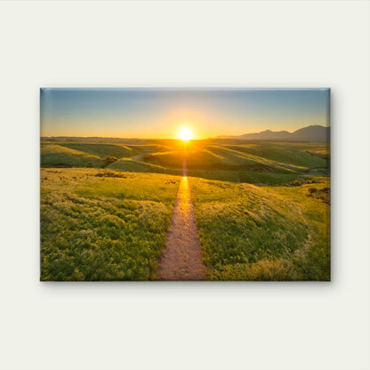 Sunset Pathway Running Through Rolling Green Hills Wall Art Decor 100% Australian Made - Bella Home Decor