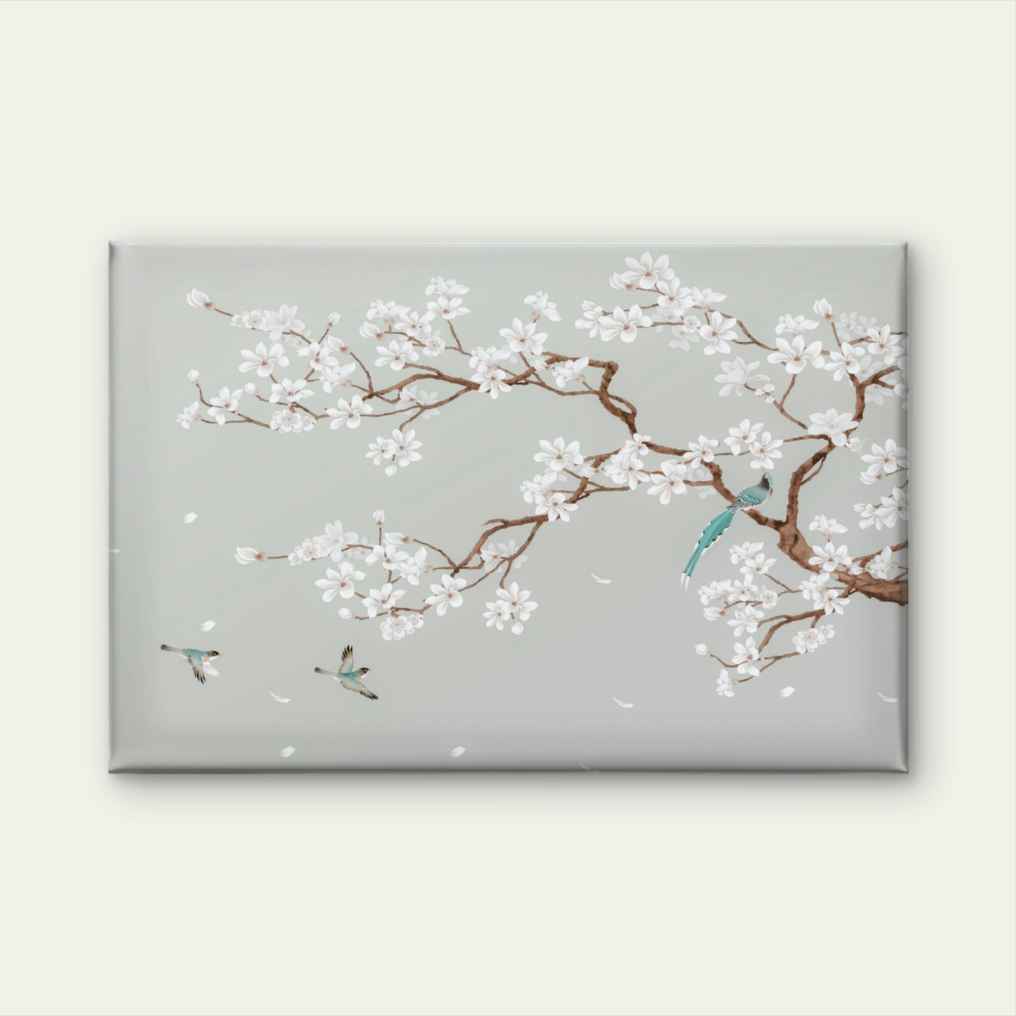 Chinoiserie Style Blooming Magnolia Tree Branch and Songbirds Wall Art Decor 100% Australian Made