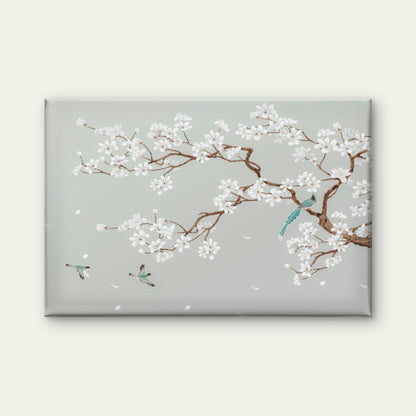 Chinoiserie Style Blooming Magnolia Tree Branch and Songbirds Wall Art Decor 100% Australian Made