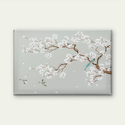 Chinoiserie Style Blooming Magnolia Tree Branch and Songbirds Wall Art Decor 100% Australian Made
