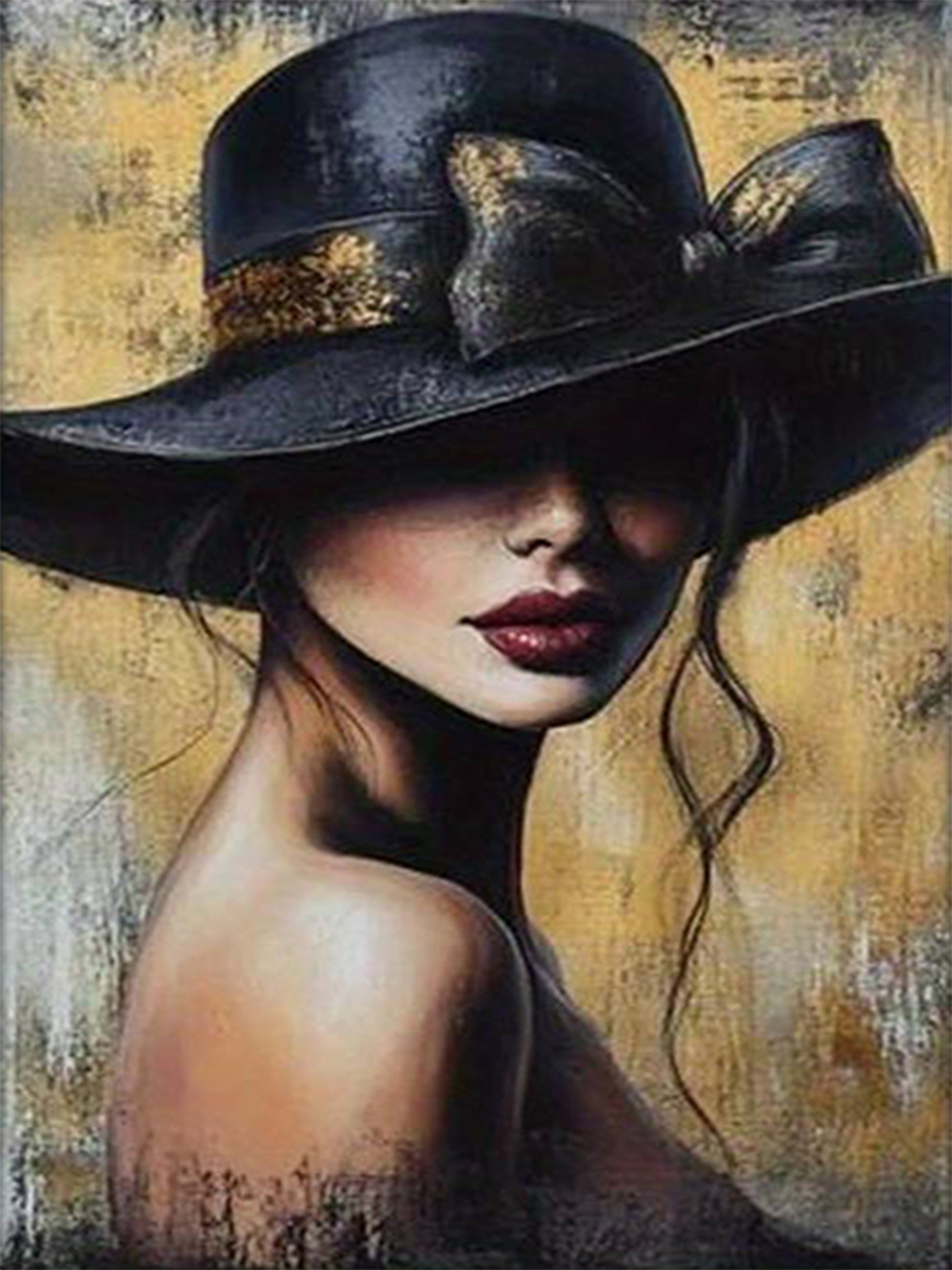 Elegant Lady with Black Hat & Red Lips Fashion Home Decor Premium Quality Poster Print Choose Your Sizes - Bella Home Decor