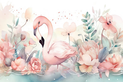 Happy Flamingo Watercolor Style Print 100% Australian Made - Bella Home Decor