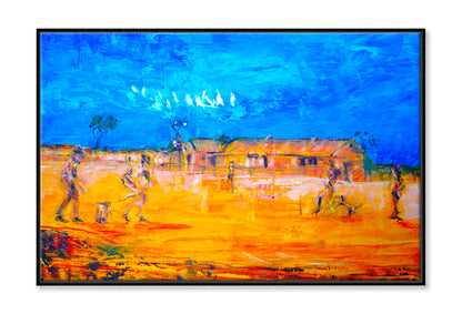 Concept Featuring Game Of Bush Cricket Oil Painting Limited Edition High Quality Print Canvas Box Framed Black