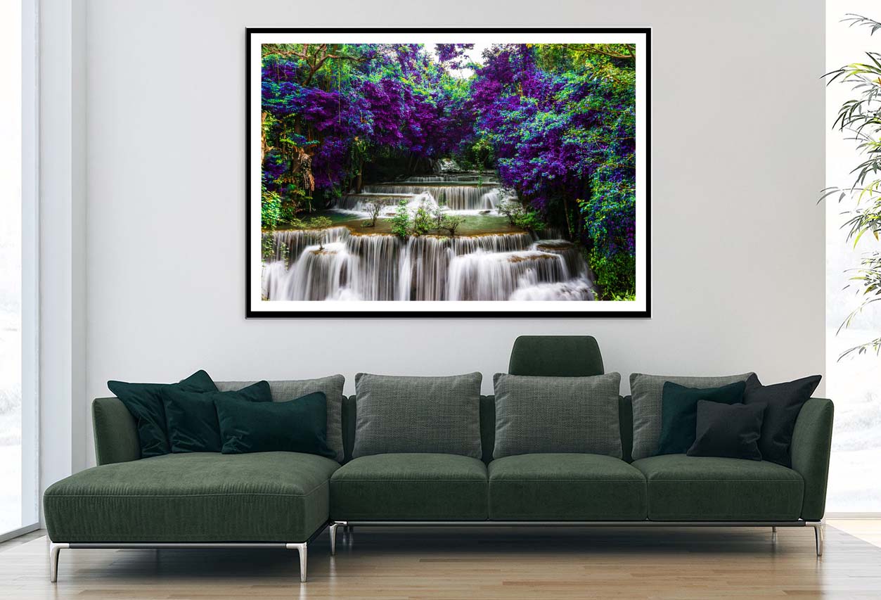 Huay Mae Khamin Waterfall at Kanchanaburi Thailand Home Decor Premium Quality Poster Print Choose Your Sizes