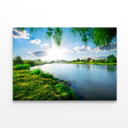 Sunny Day on Calm River in Summer  Wall Art Decor 100% Australian Made - Bella Home Decor
