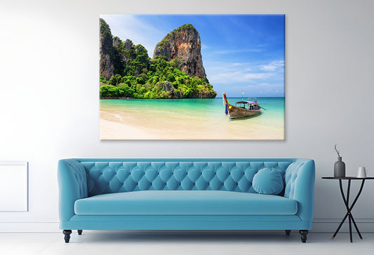 Longtail Boat at Railay Beach  Wall Art Decor 100% Australian Made