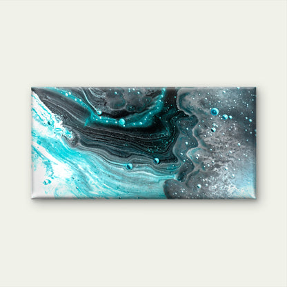 Teal Blue Fluid Marble Ocean Wave Wall Art Canvas Office Home Room Framed 120x60cm