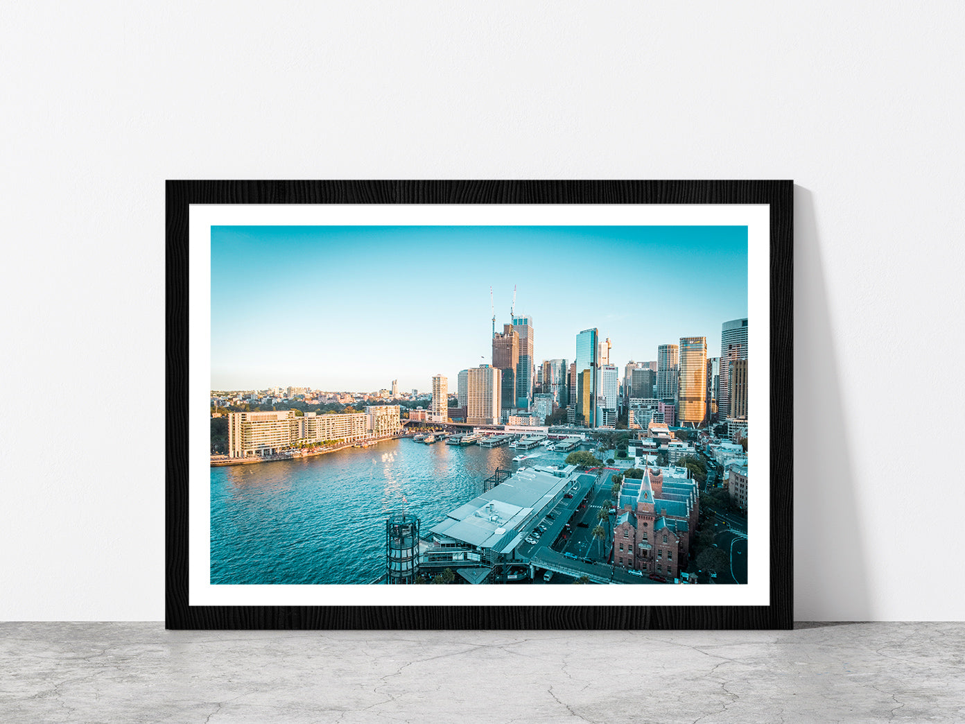 Victoria Park In Sydney Cityscape Glass Framed Wall Art, Ready to Hang Quality Print With White Border Black