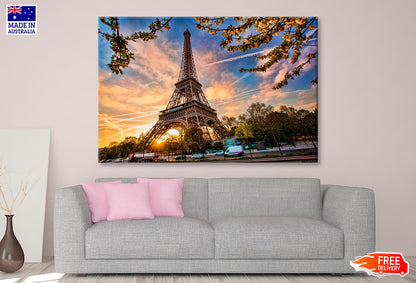 Eiffel Tower Against Sunrise in Paris, France Wall Art Decor 100% Australian Made - Bella Home Decor
