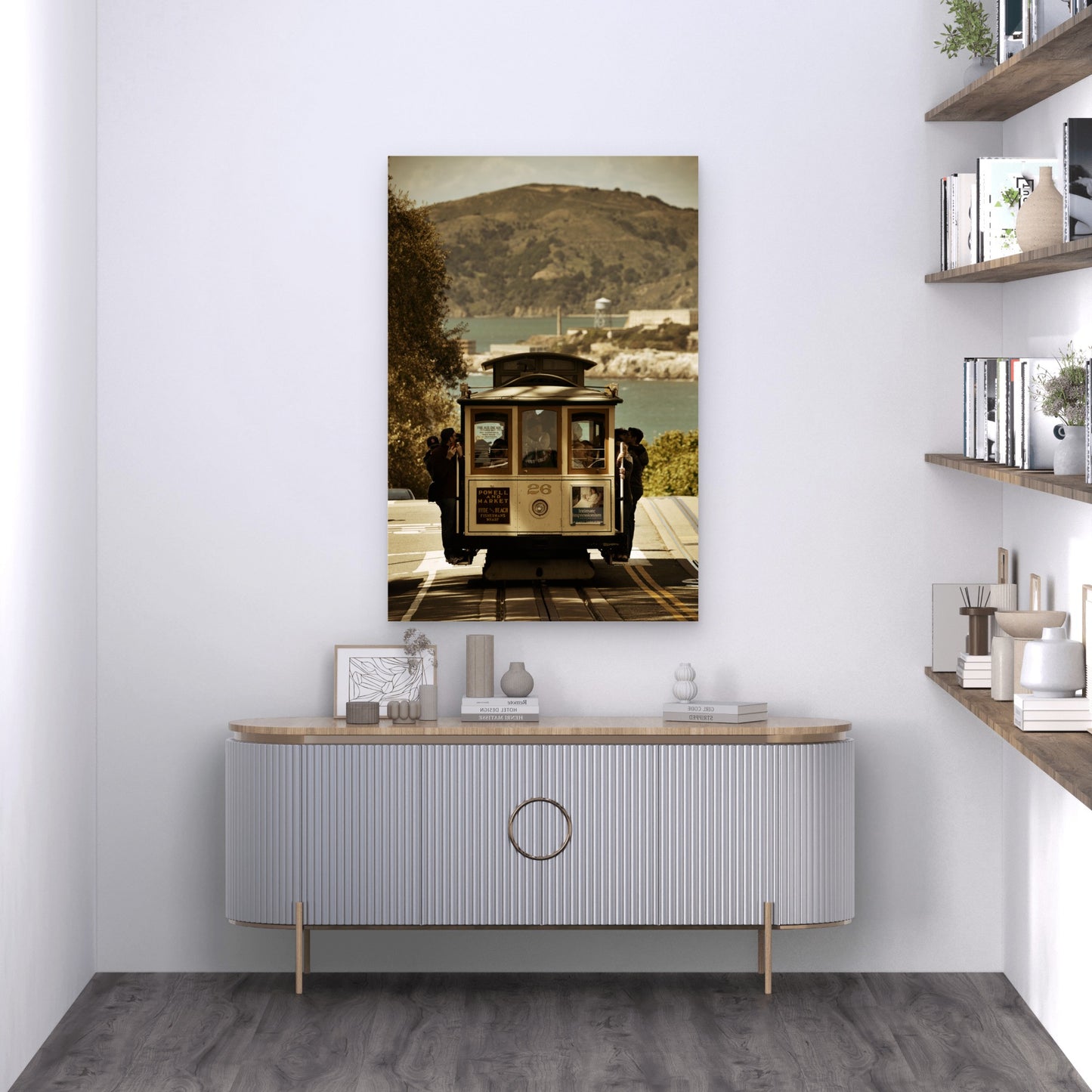 San Francisco Cable Car Street 40x60cm Metal Print Ready to Hang