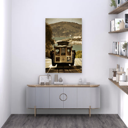 San Francisco Cable Car Street 40x60cm Metal Print Ready to Hang