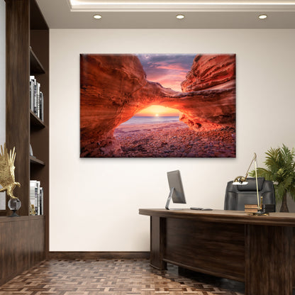 Stunning Sunset Glowing Through Sellicks Beach Arch Australia Wall Art Decor 100% Australian Made