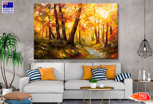 Autumn Trees & Pathway Scenery Painting Wall Art Limited Edition High Quality Print