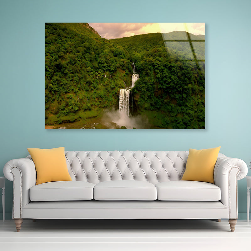 Waterfall in the Forest View Acrylic Glass Print Tempered Glass Wall Art 100% Made in Australia Ready to Hang - Bella Home Decor
