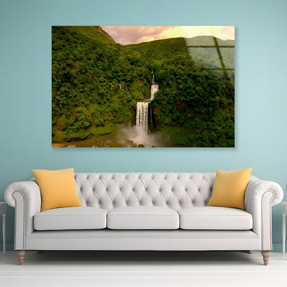 Waterfall in the Forest View Acrylic Glass Print Tempered Glass Wall Art 100% Made in Australia Ready to Hang - Bella Home Decor