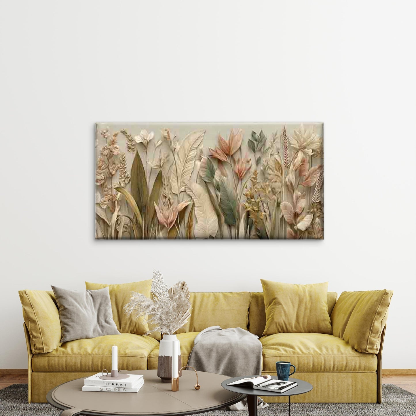 Abstract Design of Autumn Plant Wall Art Canvas Office Home Room Framed 120x60cm
