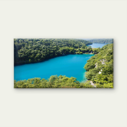 Azure Lakes With Waterfalls Wall Art Canvas Office Home Room Framed 120x60cm
