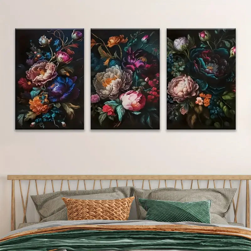 3pcs Peony Flower Wall Art Set Metal Print Ready to Hang Art