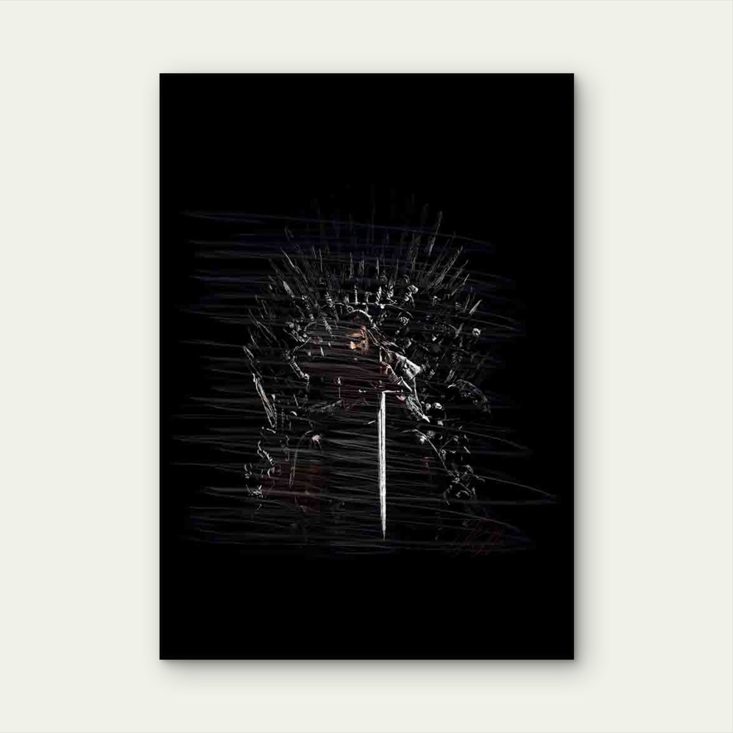 Dark King Seated on Sword Throne 40x60cm Metal Print Ready to Hang - Bella Home Decor