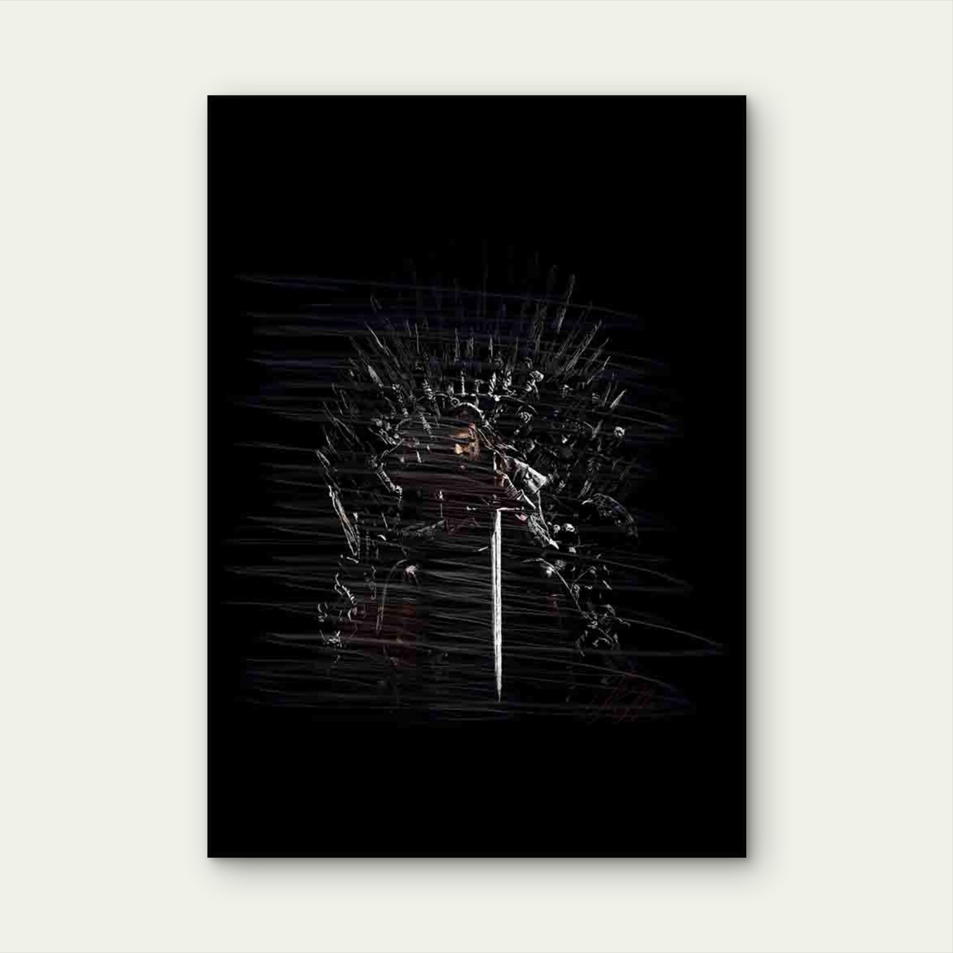 Dark King Seated on Sword Throne 40x60cm Metal Print Ready to Hang - Bella Home Decor