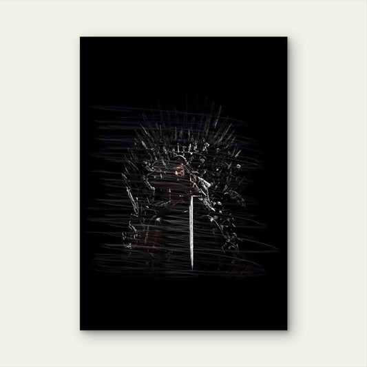 Dark King Seated on Sword Throne 40x60cm Metal Print Ready to Hang - Bella Home Decor