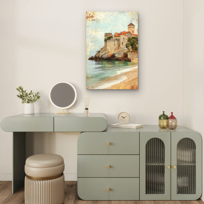 Old World Citadel Seaside Cliff Scenery Art 40x60cm Metal Print Ready to Hang
