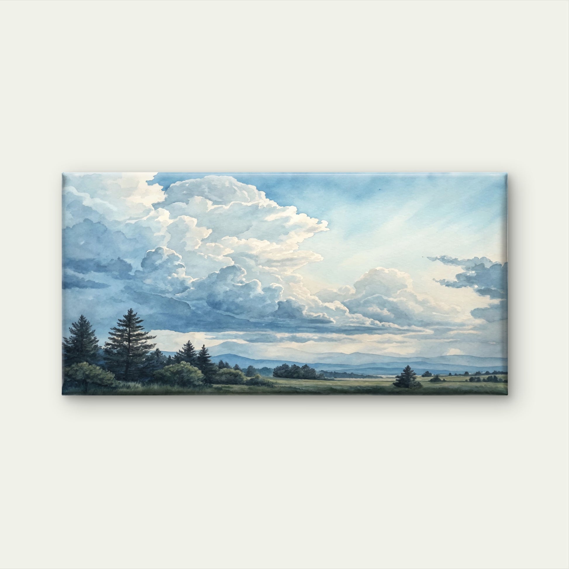 Beautiful Blue Sky White Fluffy Cloud Wall Art Canvas Office Home Framed 120x60