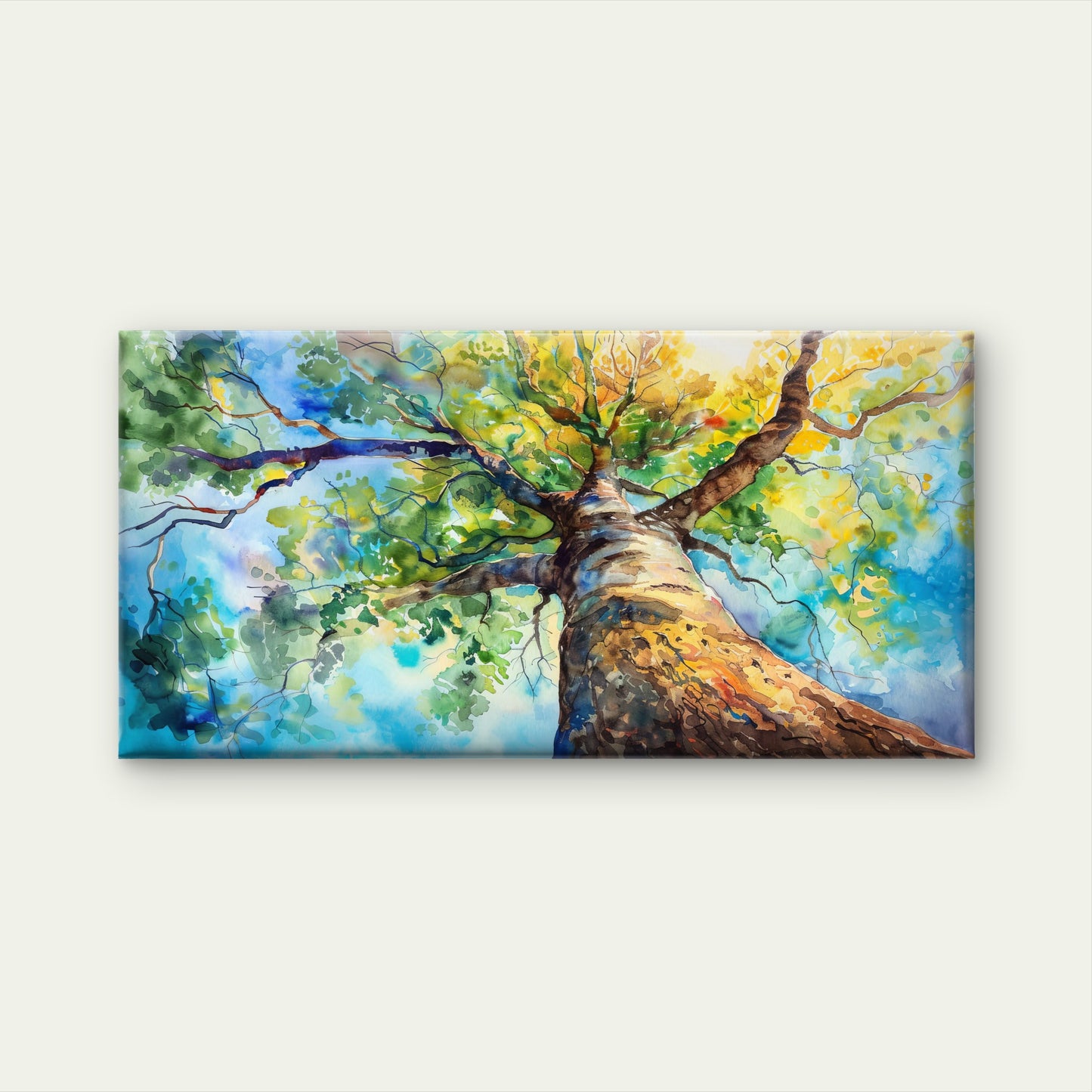 Towering Tree Against Sky Wall Art Canvas Office Home Room Framed 120x60cm