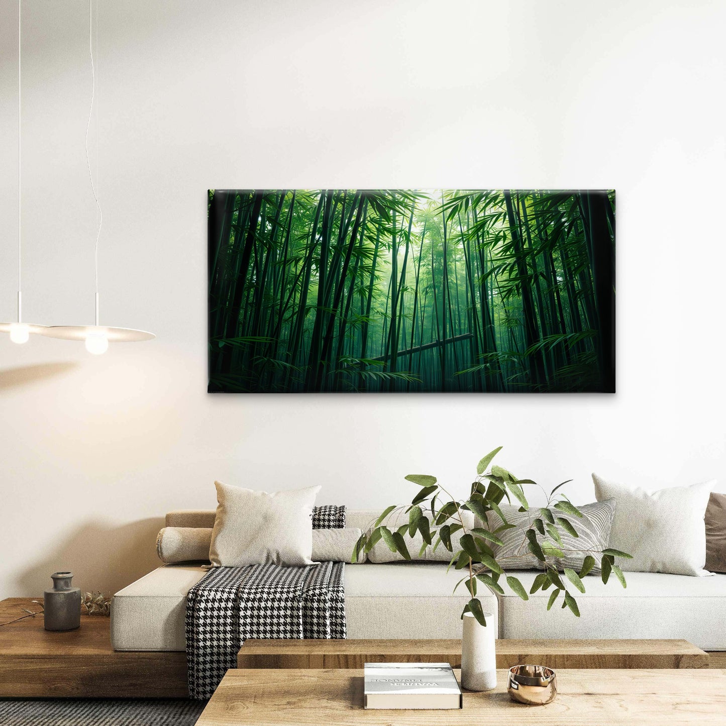 Green Bamboo Forest Kyoto Wall Art Canvas Office Home Room Framed 120x60cm