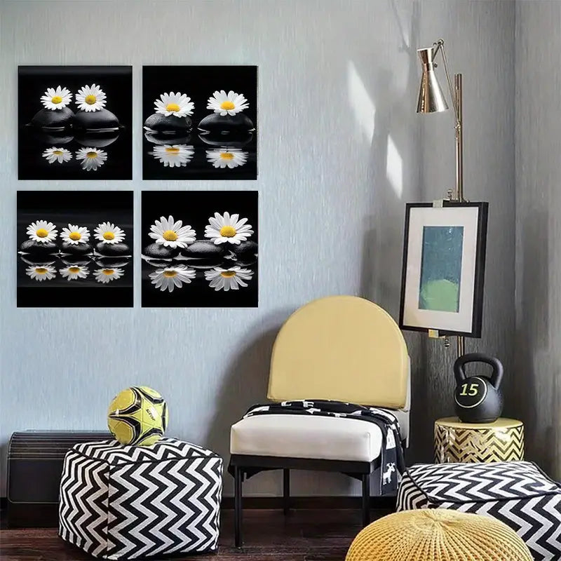 4pcs  VB  Blue for Lotus & Butterfly Stone  BL   Wall Art Canvas Framed