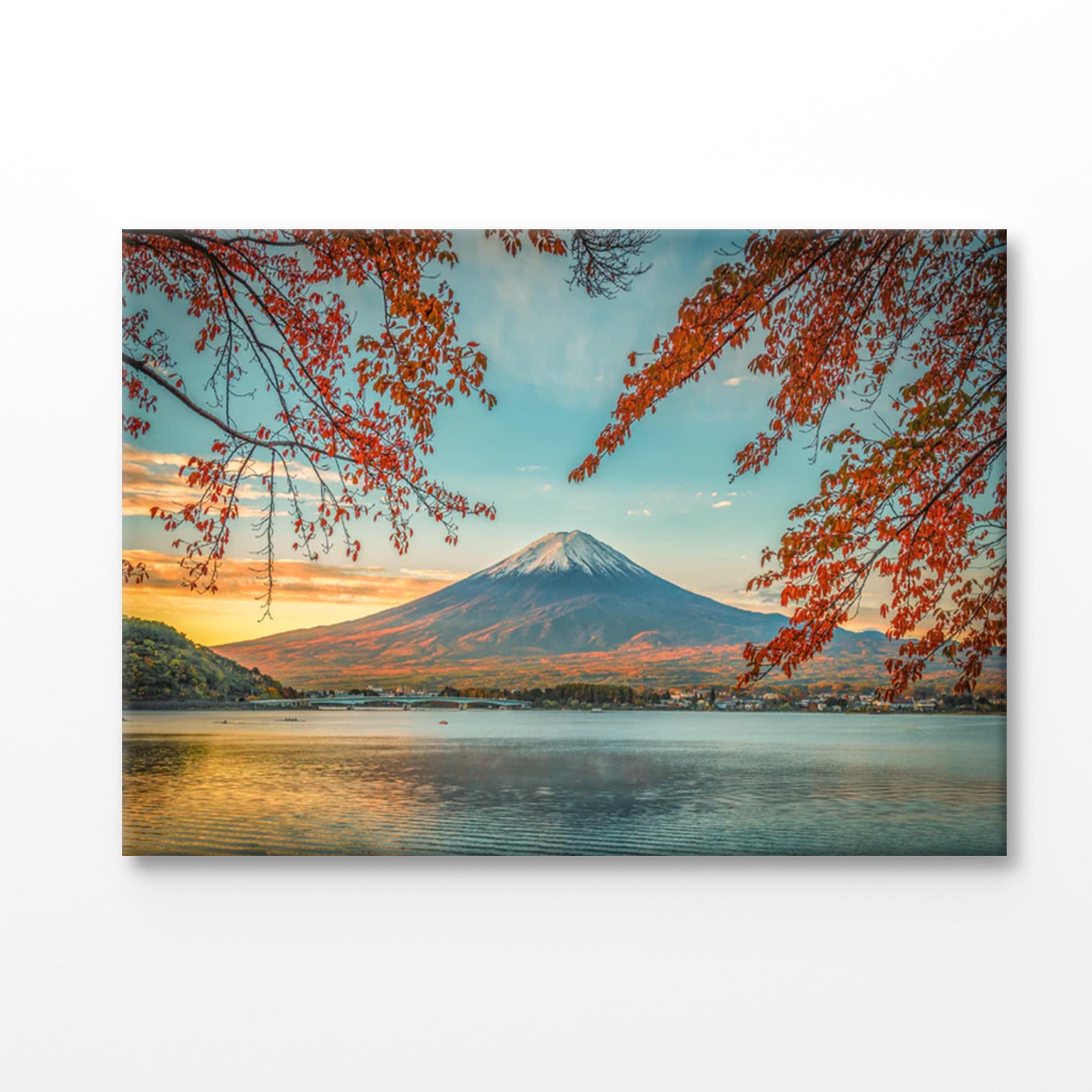 Bella Home Lake Kawaguchiko With Autumn Foliage Print Canvas Ready to hang